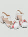 Vintage Floral Bow Round Toe T-Strap Mary Jane Sandals: beautiful vintage fashion, retro style, classic elegance with timeless appeal