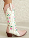 Vintage Floral Embroidered Western Boots - vintage fashion, retro style, elegant red