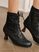Vintage Floral Lace Low-Heeled Boots - vintage shoes, retro heels
