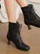 Vintage Floral Lace Low-Heeled Boots - vintage shoes, retro heels