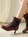 Vintage Floral Lace Low-Heeled Boots - vintage shoes, retro heels