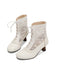 Vintage Floral Lace Low-Heeled Boots - vintage shoes, retro heels