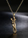 Vintage Gold Metallic Couple Hug Pendant Necklace - vintage fashion, retro style, glamorous gold