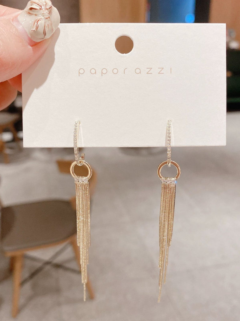 Vintage Gold Pearl Tassel Earrings - vintage fashion, retro style, glamorous gold