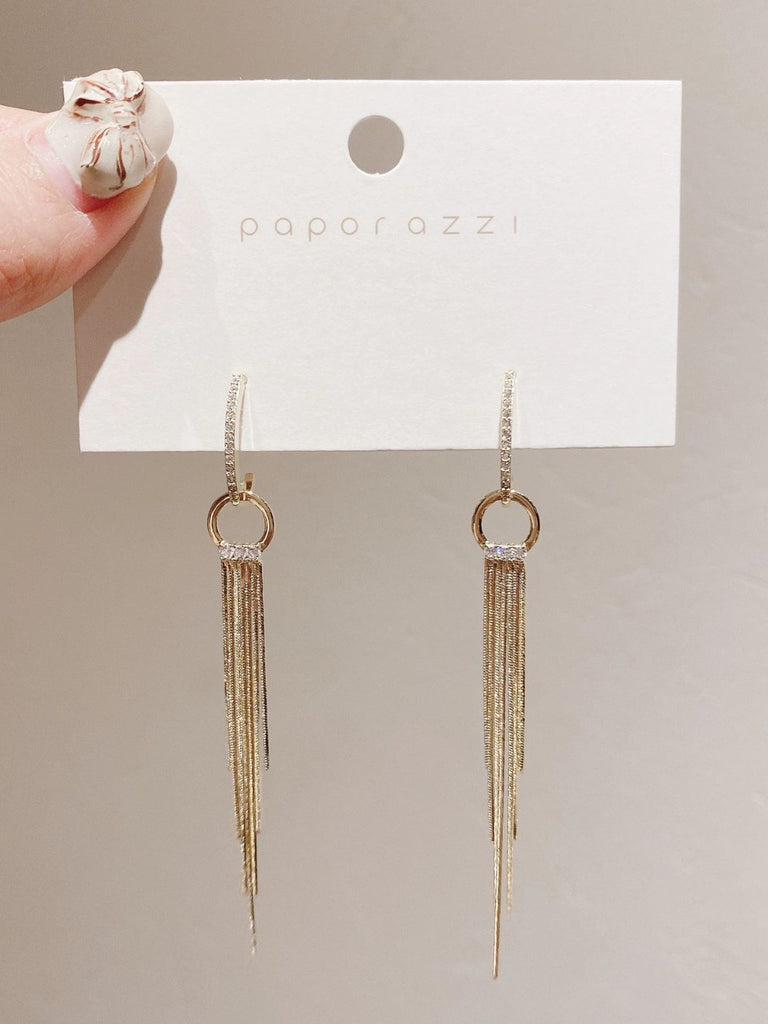 Vintage Gold Pearl Tassel Earrings - vintage fashion, retro style, glamorous gold