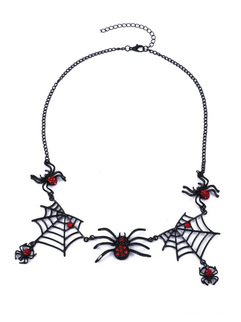 Vintage Gothic Spider & Web Alloy Necklace - vintage fashion, retro style