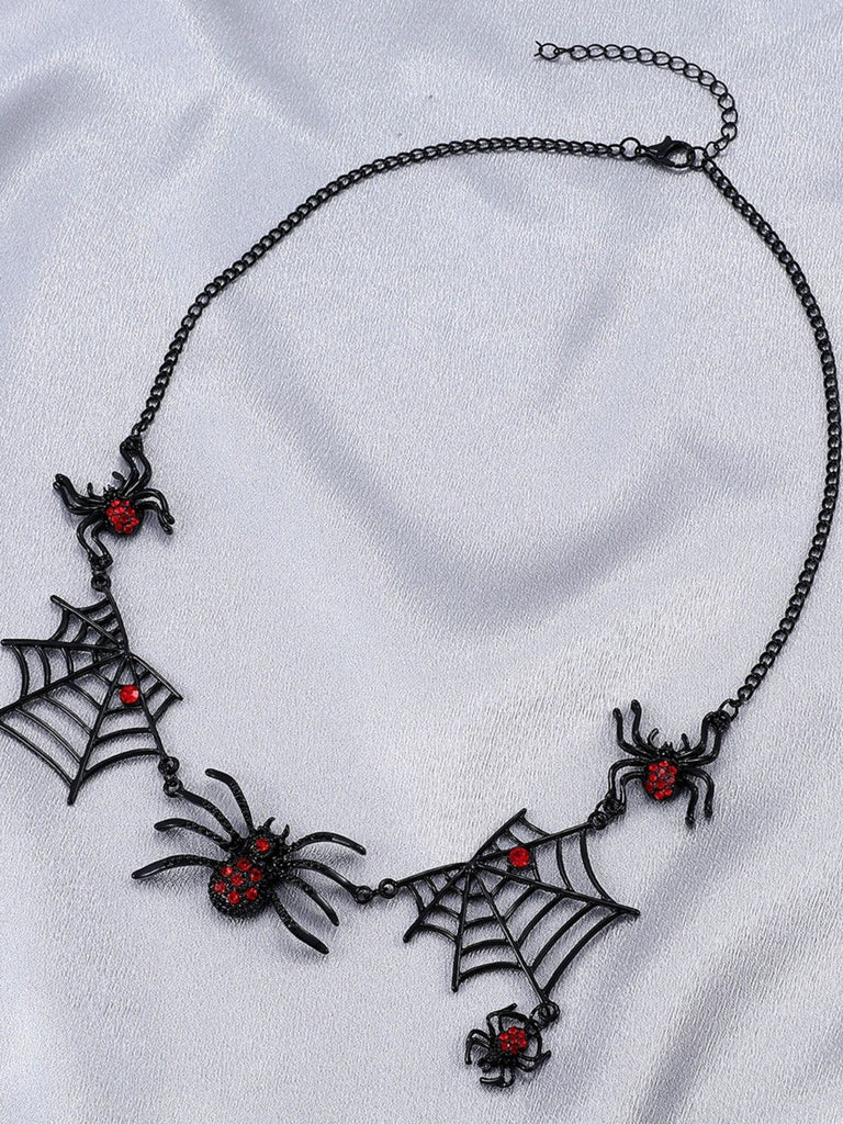 Vintage Gothic Spider & Web Alloy Necklace - vintage fashion, retro style