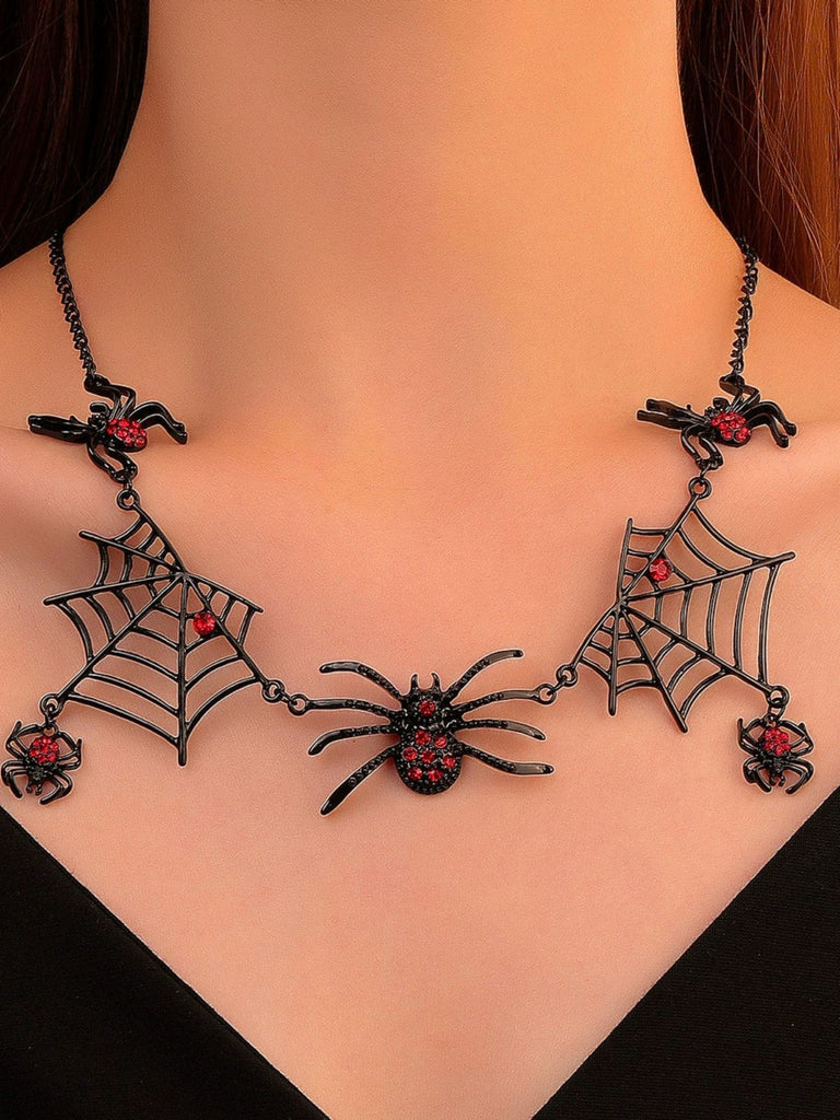 Vintage Gothic Spider & Web Alloy Necklace - vintage fashion, retro style