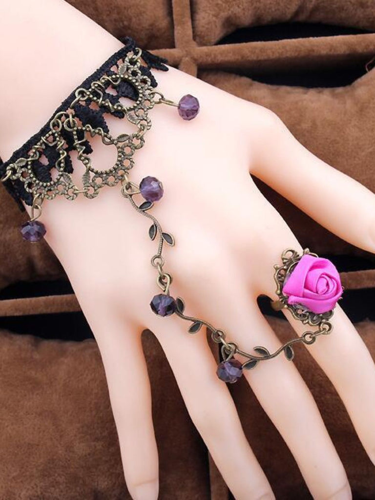 Vintage Gothic Vine Lace Crystal Ring Bracelet - vintage fashion, retro style