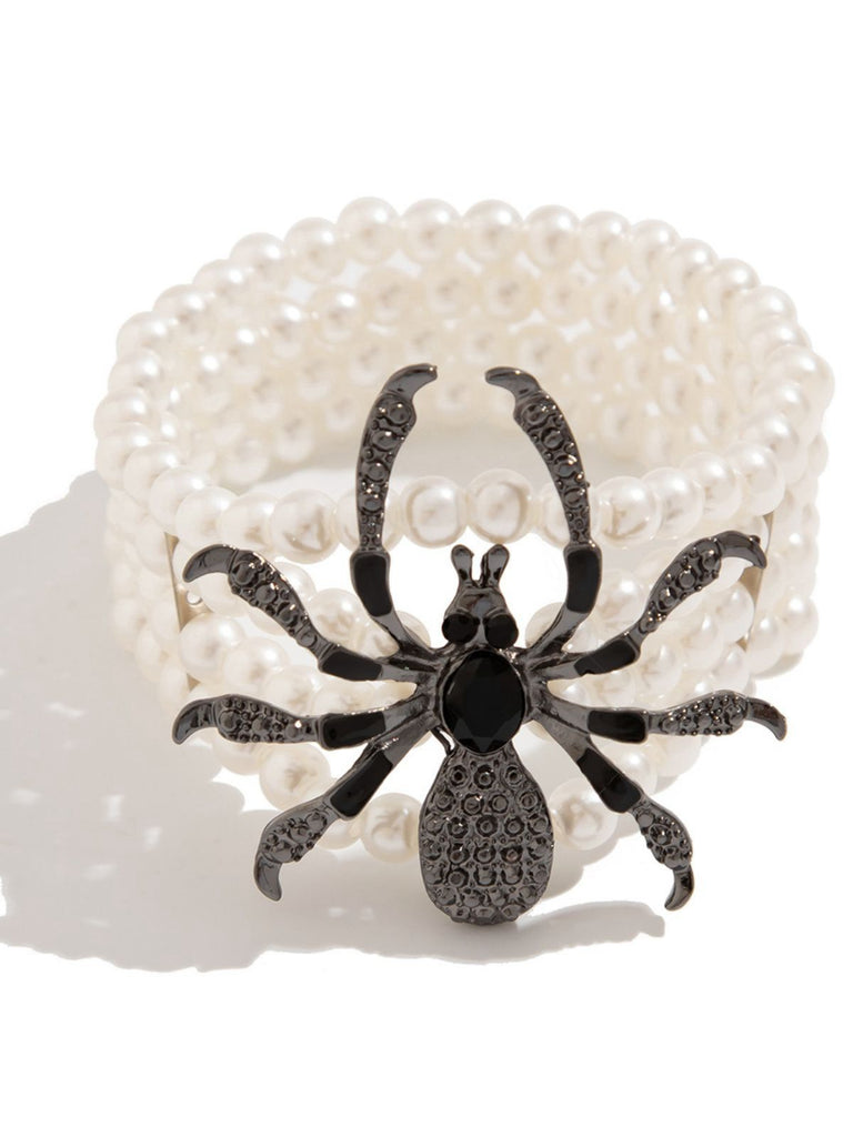 Vintage Halloween Spider Faux Pearl Bracelet - vintage fashion, retro style