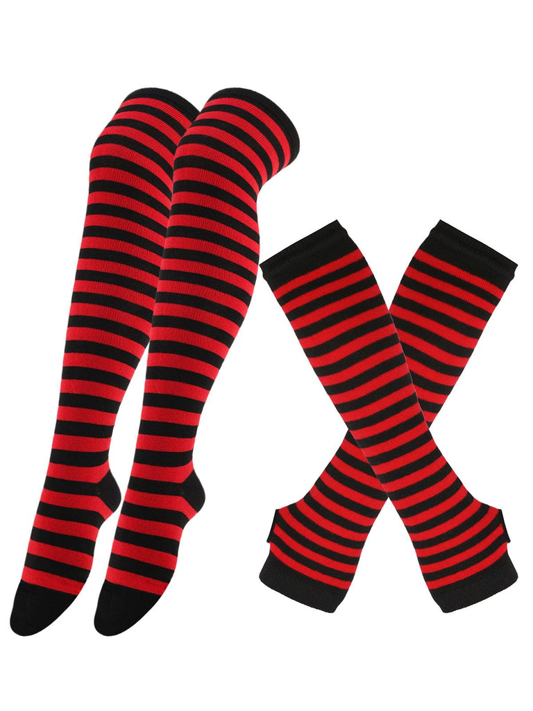 Vintage Halloween Stripe Fingerless Gloves & Socks - vintage fashion, retro style