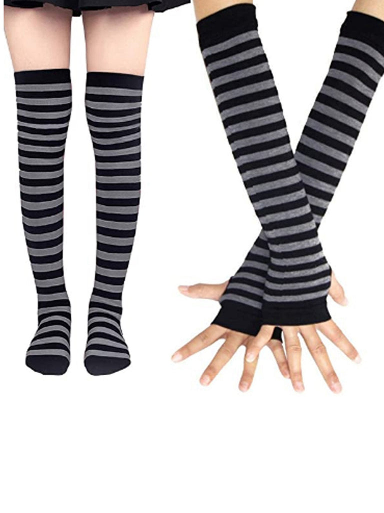 Vintage Halloween Stripe Fingerless Gloves & Socks - vintage fashion, retro style