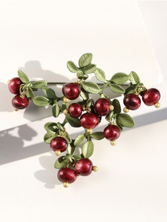 Vintage Handmade Cranberry Pearl Brooch, vintage fashion, retro style - perfect for women who love vintage and retro fashion