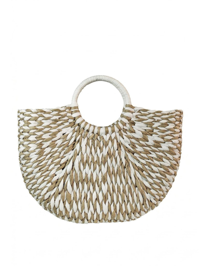 Vintage Handwoven Straw Beach Tote Bag - vintage fashion, retro style