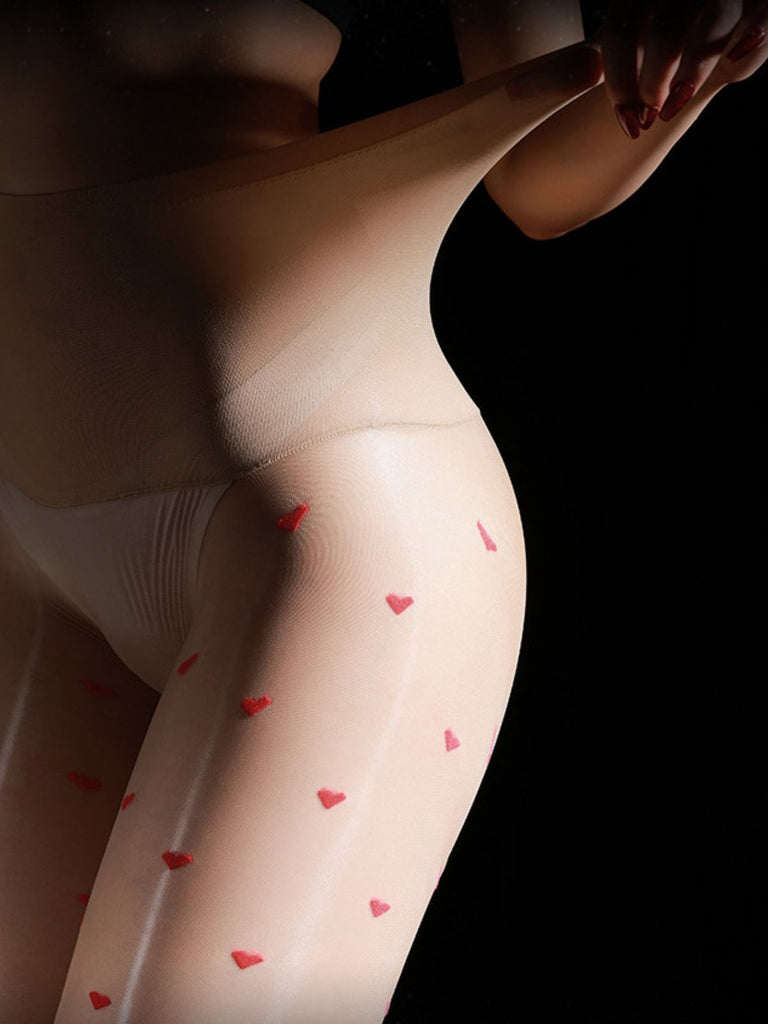 Vintage Heart Dots High-Waisted Pantyhose - vintage fashion, retro style