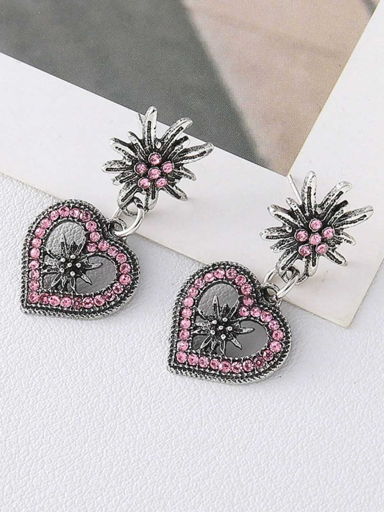 Vintage Heart Edelweiss Earrings - vintage fashion, retro style