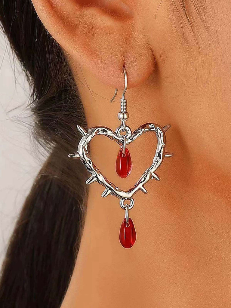 Vintage Heart-Shaped Thorn Earrings - vintage fashion, retro style