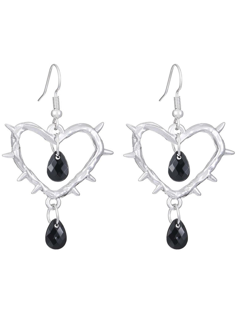 Vintage Heart-Shaped Thorn Earrings - vintage fashion, retro style