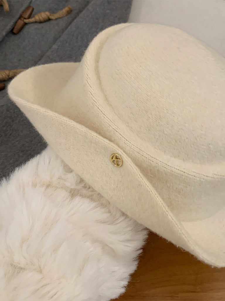 Vintage Hepburn Style Wool Flat-top Hat - vintage fashion, retro style