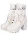 Vintage Lace Beaded Bow Chunky Heels Boots - vintage shoes, retro heels