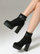 Vintage Lace Chunky Heel Platform Ankle Boots - vintage shoes, retro heels