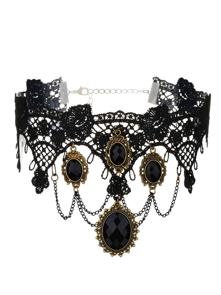 Vintage Lace Crystal Gothic Jewelry Set - vintage fashion, retro style