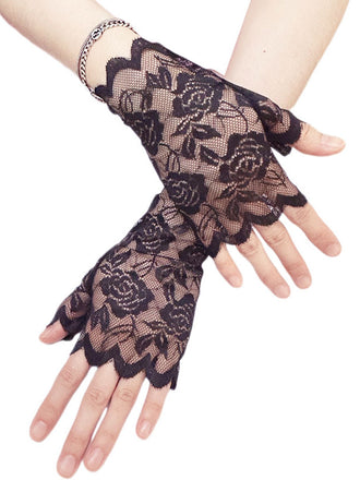 She adds this Vintage Lace Fingerless Gloves and suddenly it's 1950s perfection