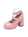 She finds her 1950s story in this Vintage Lace Patent Leather Chunky Heels
