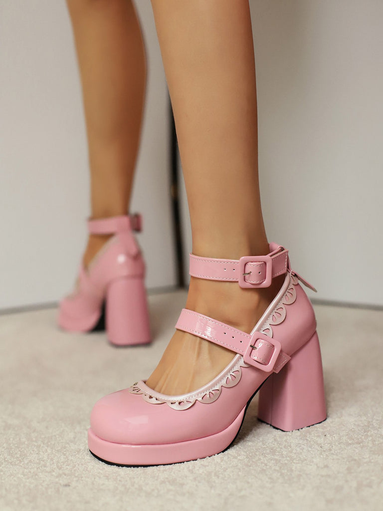 Vintage Lace Patent Leather Chunky Heels: timeless 1950s elegance she makes her own