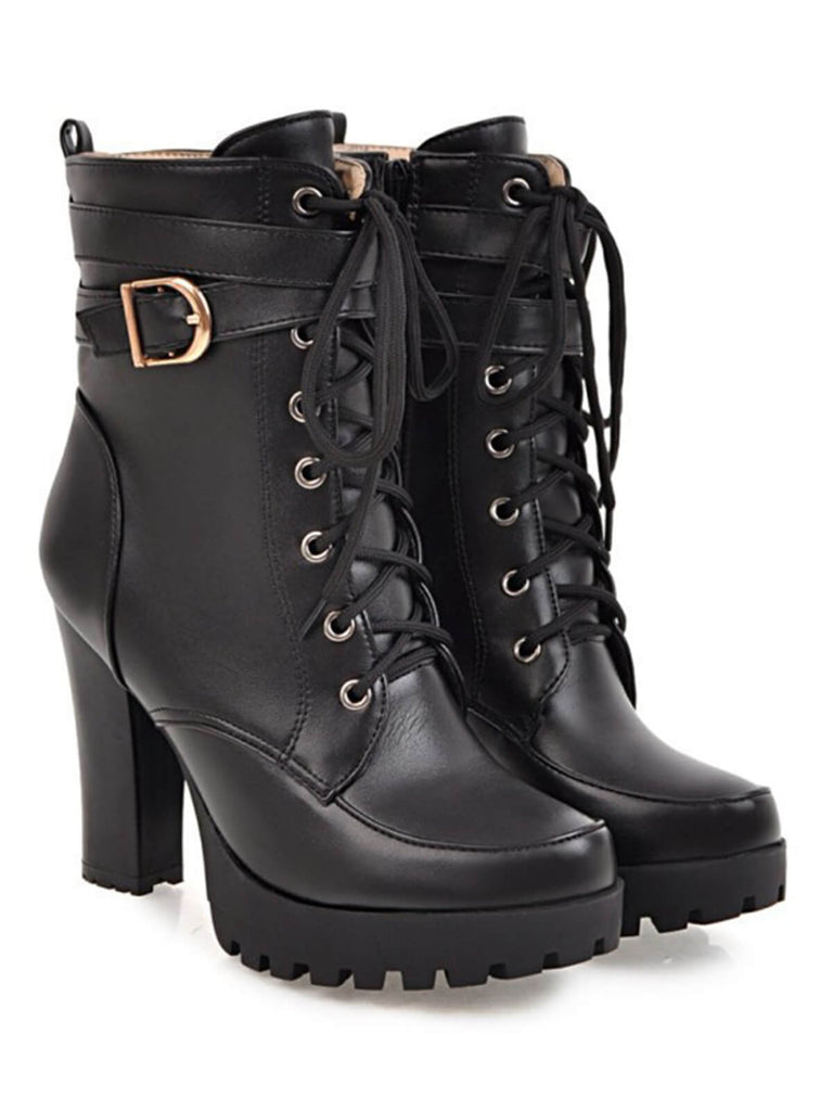 Vintage Lace Up Chunky Heel Boots: timeless style reimagined