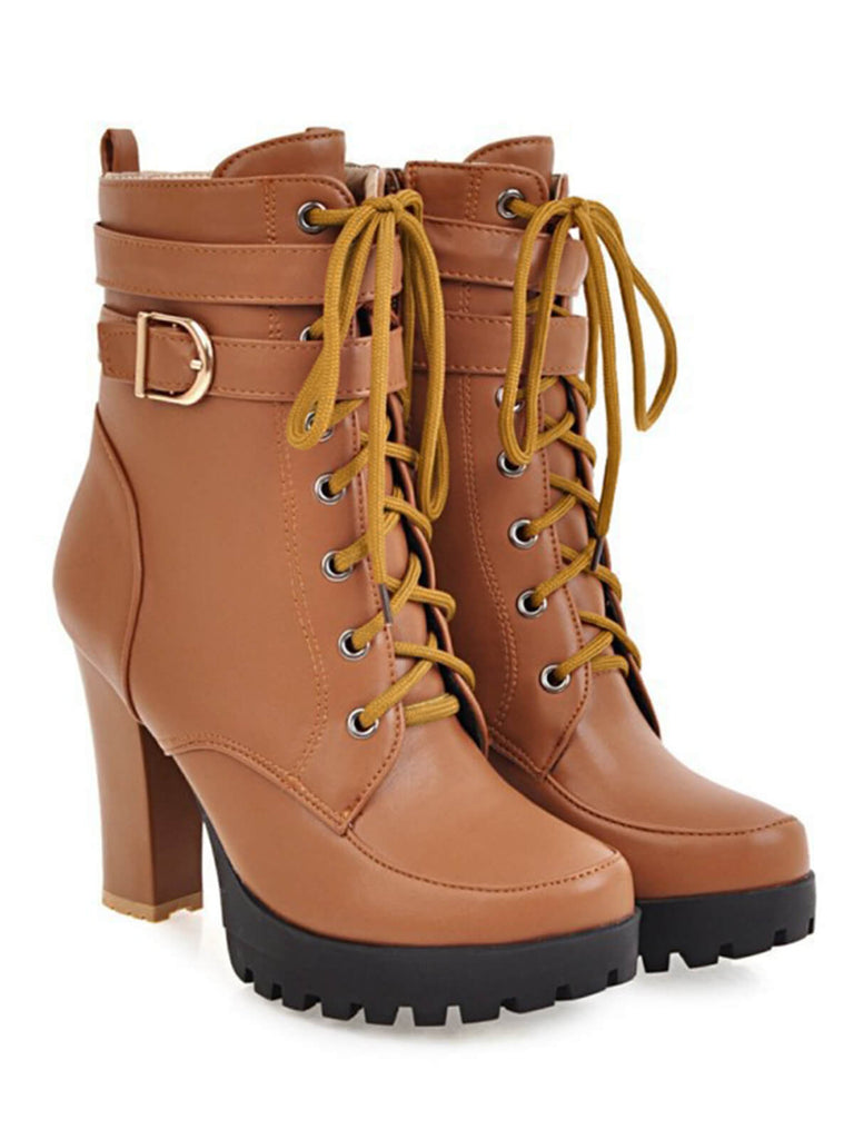 Vintage Lace Up Chunky Heel Boots — vintage elegance for the modern woman