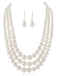 Vintage Layered Pearl Necklace & Earring Set - vintage fashion, retro style, elegant red