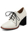 Vintage Leather Lace-Up Chunky Heel Shoes - vintage shoes, retro heels