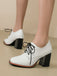 Vintage Leather Lace-Up Chunky Heel Shoes - vintage shoes, retro heels