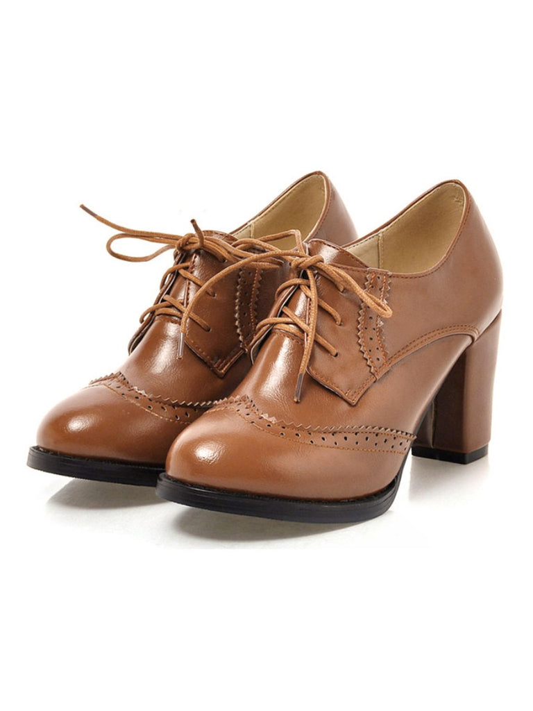 This Vintage Leather Lace-Up High Heels whispers 1950s secrets to those who notice