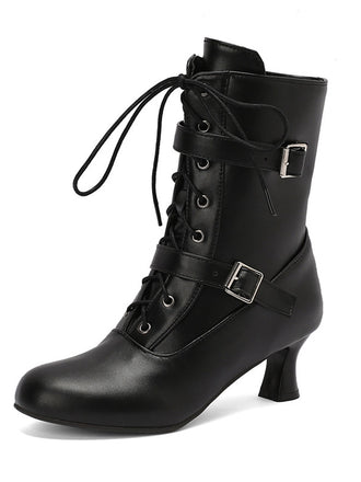 She finds her 1950s story in this Vintage Leather Lace-up High Heel Boots