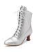 She finds her 1950s story in this Vintage Leather Lace-up Kitten Heel Boots