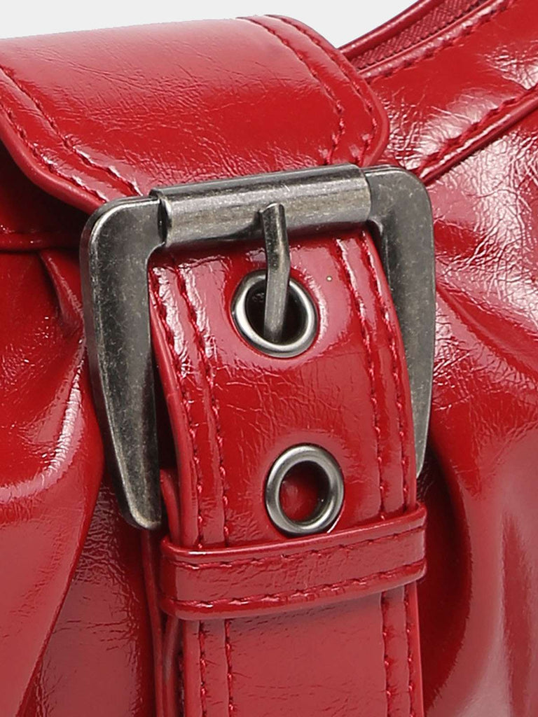 Vintage PU Leather Magnetic Closure Zipper Underarm Bag - vintage fashion, retro style