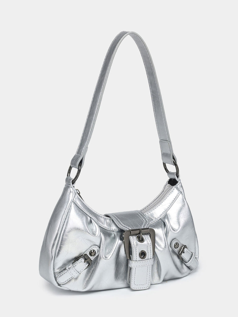 Vintage PU Leather Magnetic Closure Zipper Underarm Bag - vintage fashion, retro style