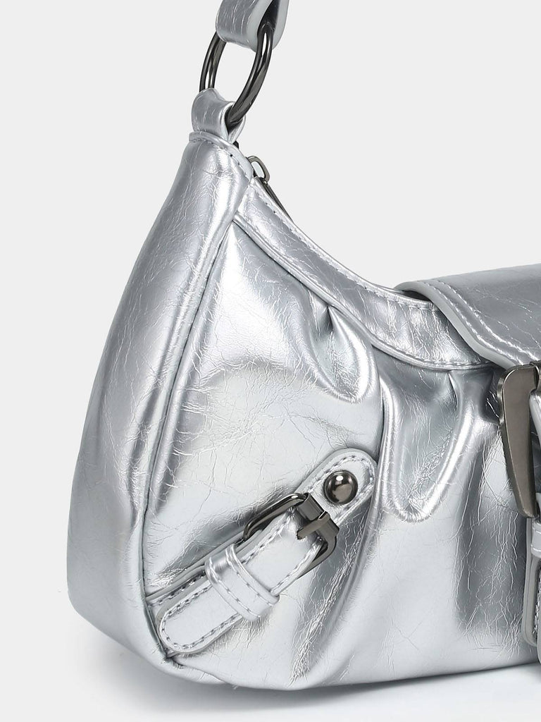 Vintage PU Leather Magnetic Closure Zipper Underarm Bag - vintage fashion, retro style