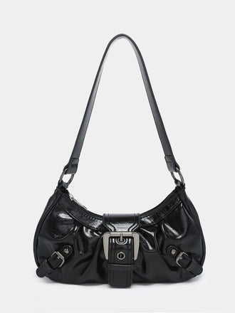 Vintage PU Leather Magnetic Closure Zipper Underarm Bag - vintage fashion, retro style