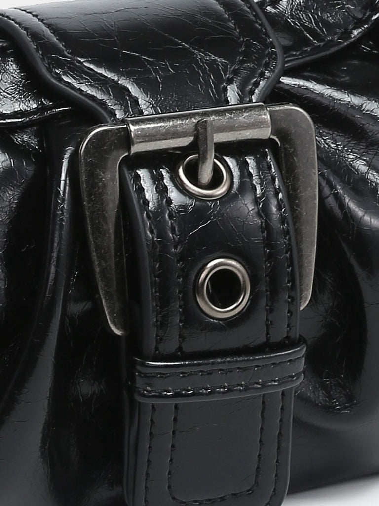 Vintage PU Leather Magnetic Closure Zipper Underarm Bag - vintage fashion, retro style