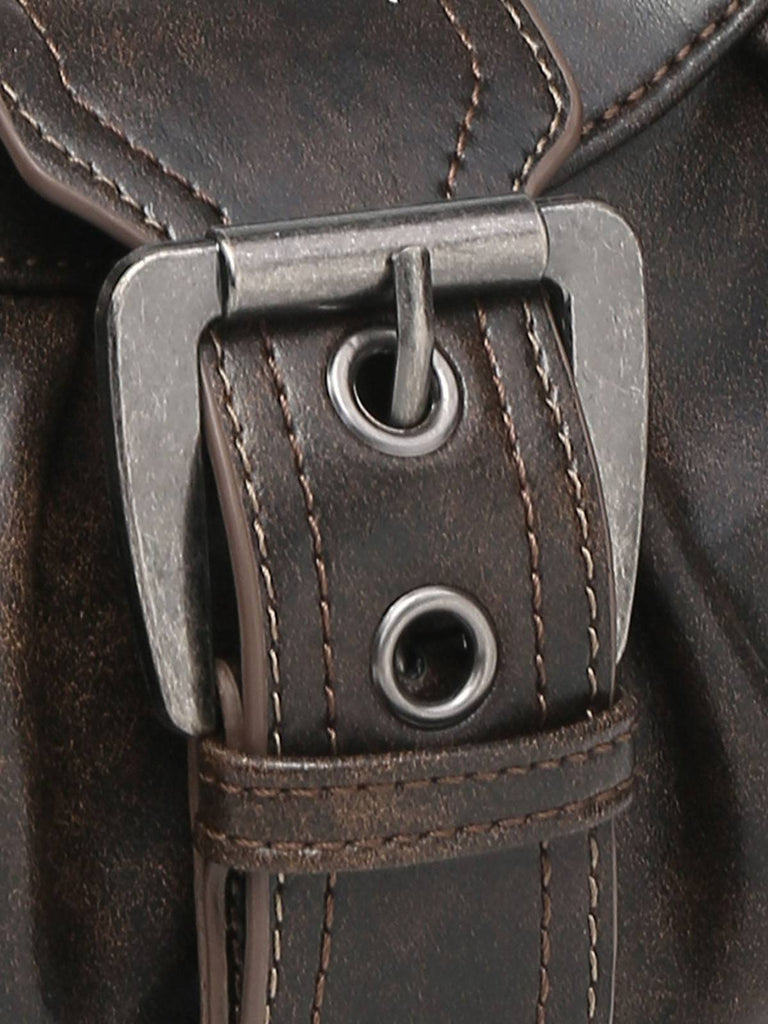 Vintage PU Leather Magnetic Closure Zipper Underarm Bag - vintage fashion, retro style