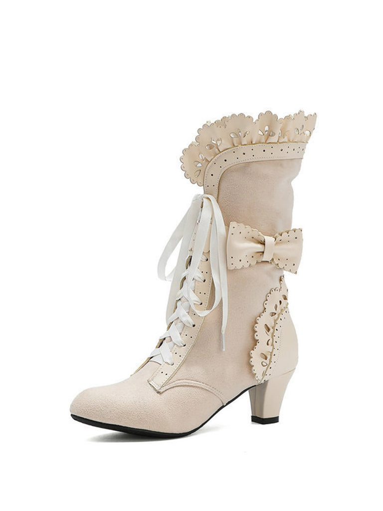 This Vintage Leather Petal Edge Lace-Up Boots whispers 1950s secrets to those who notice