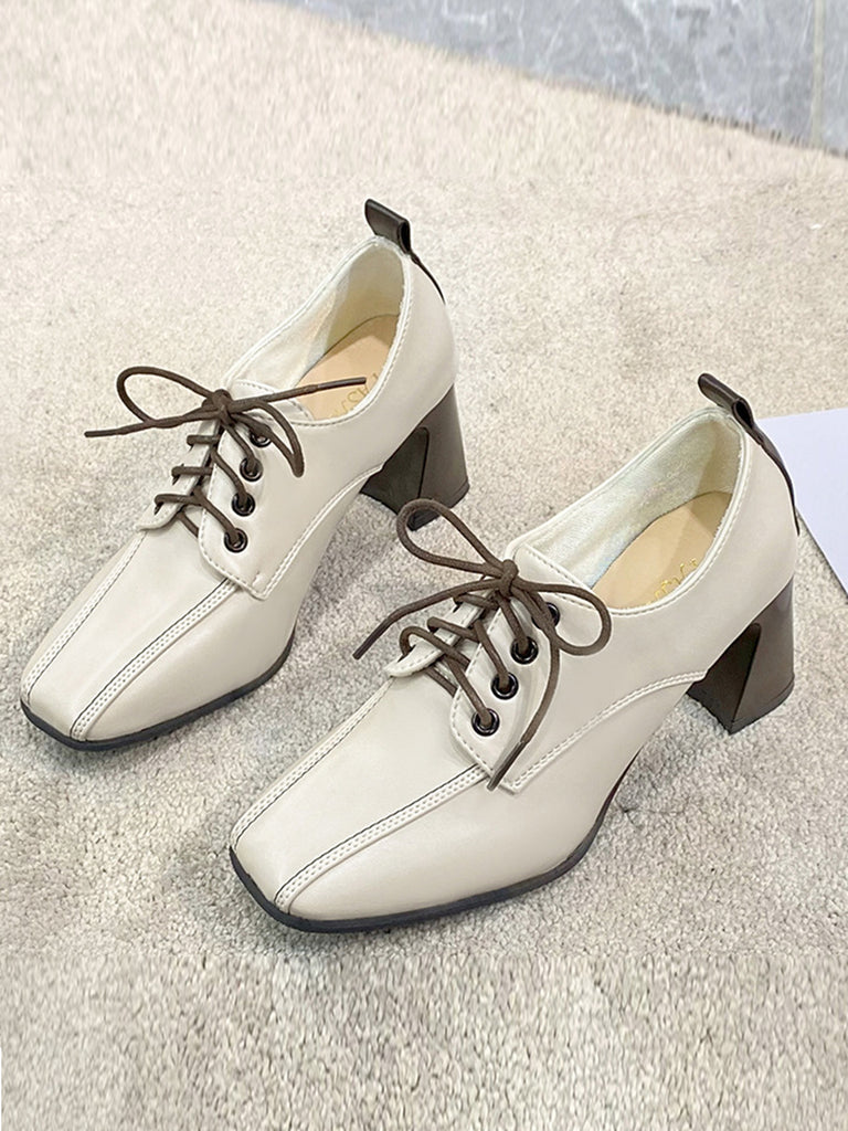 Vintage Leather Pointed Lace-Up High Heels: timeless 1950s elegance she makes her own