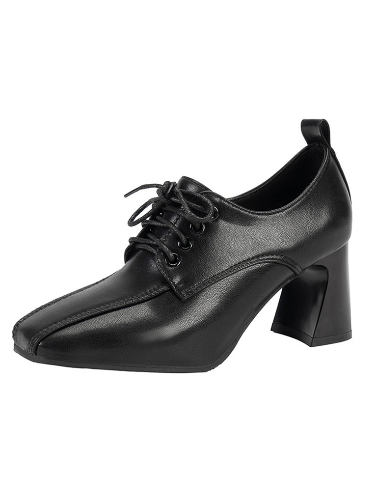 This Vintage Leather Pointed Lace-Up High Heels whispers 1950s secrets to those who notice