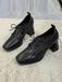 Vintage Leather Pointed Lace-Up High Heels — 1950s style that transcends decades