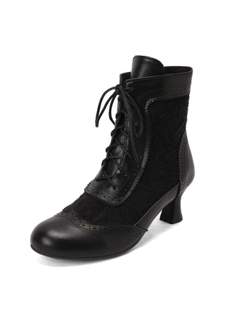 She finds her 1950s story in this Vintage Leather Solid Lace Heel Boots