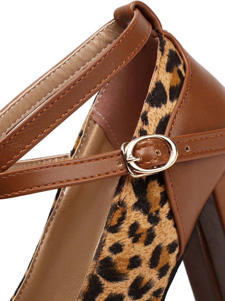 Vintage Leopard Criss-Cross Buckle Chunky Heels: timeless 1950s elegance she makes her own