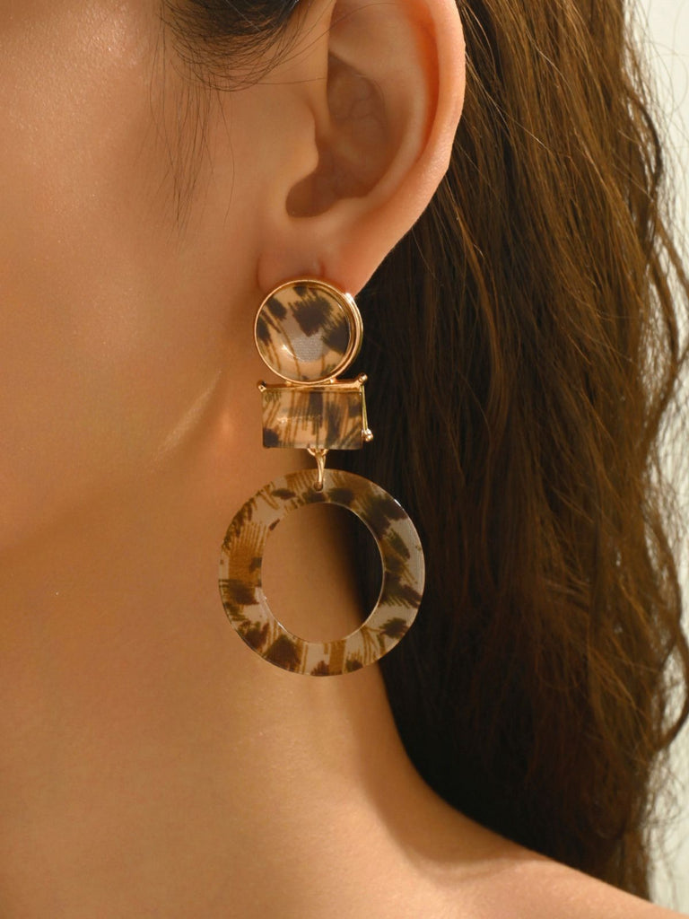 Vintage Leopard Print Drop Earrings - vintage fashion, retro style